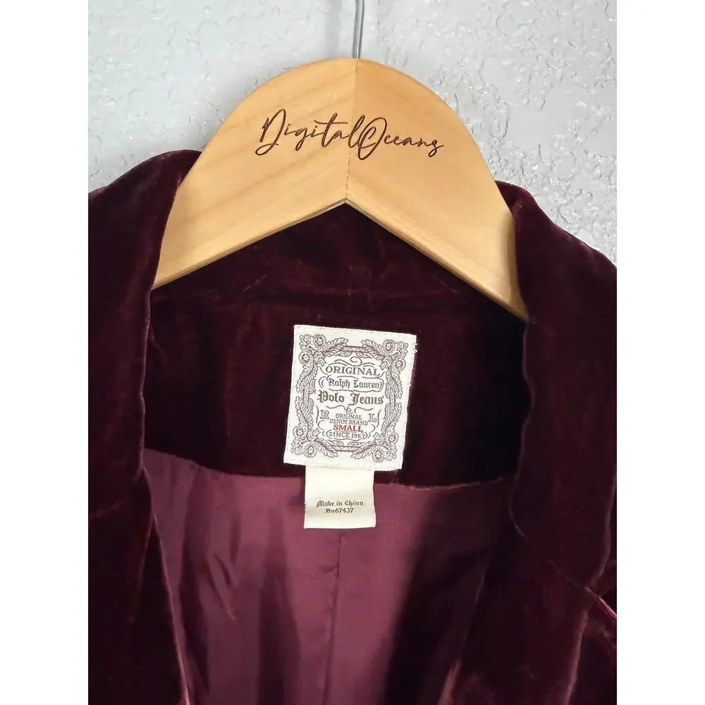 Ralph Lauren Vintage Velvet Blazer Whimsygoth Dark Academia Silk Victorian S - Picture 8 of 11